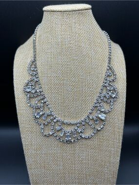 Silver Crystal Rhinestone Statement Necklace - Women Jewelry